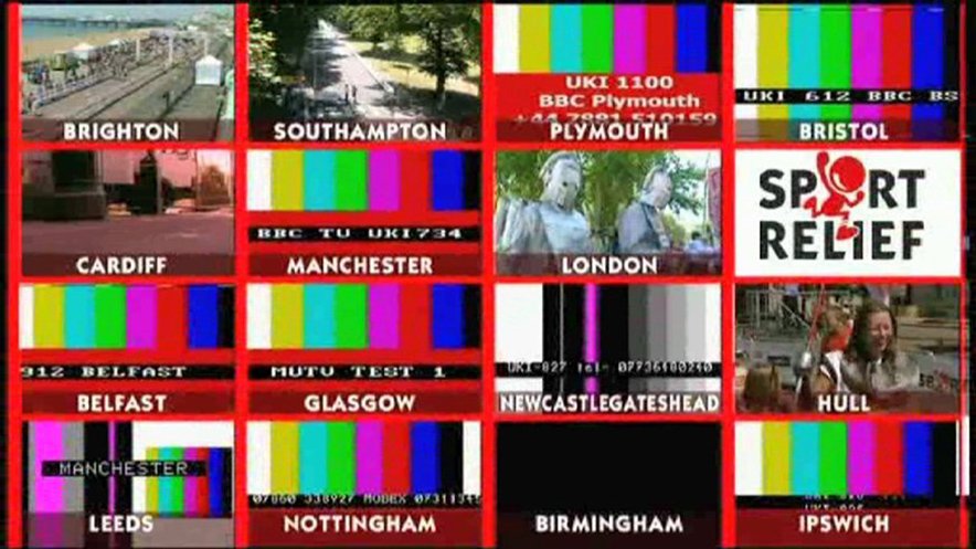 Showreel video production. A screen grab from the film feature 16 different outside broadcast video feeds from across the country