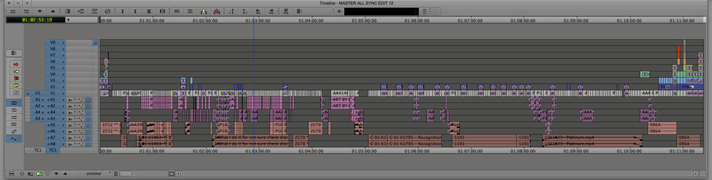 Screen grab showing the graphical timeline of an Avid edit