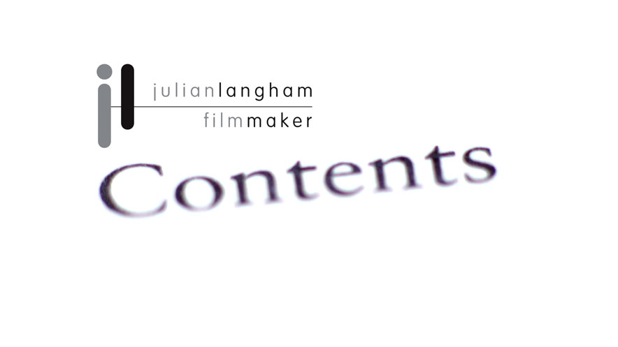 2014 showreel. First frame of film showing Julian Langham logo and the word contents