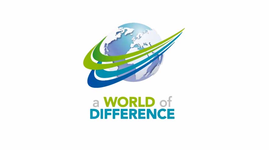 London corporate video editor. Text spells 'a world of difference' with a graphic image.