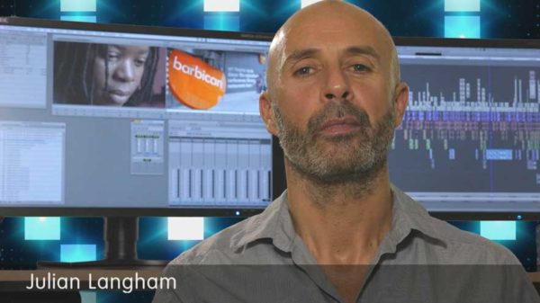 LinkedIn video production. Julian Langham filmed in front two NEC monitors showing the Avid editing application