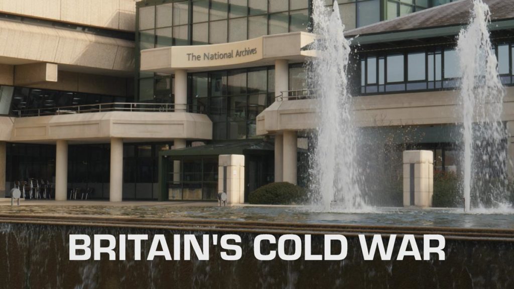 Exhibition video showing The National Archives building and water fountain feature