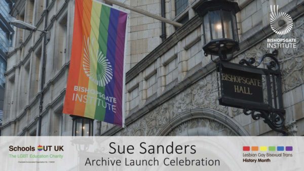 Event video services showing the rainbow flag outside Bishopsgate Institute