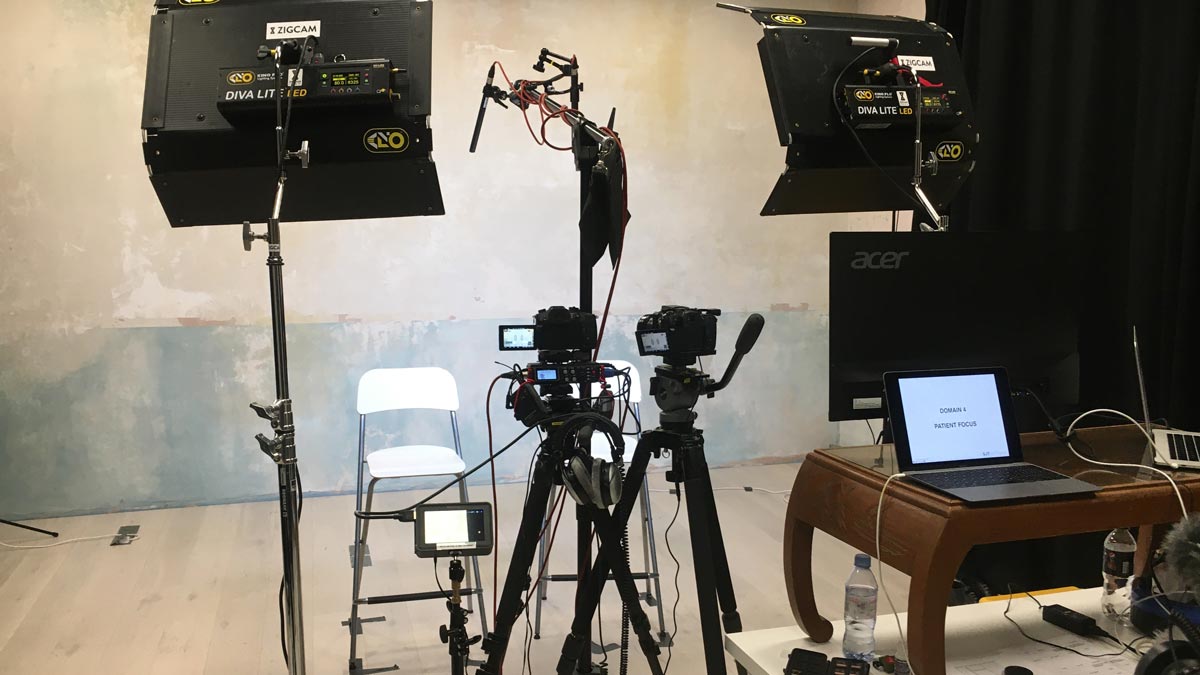 Videographer filming tips showing studio set-up