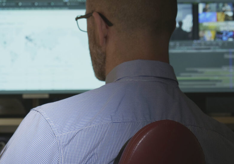 Video editor CV Julian Langham at his workstation